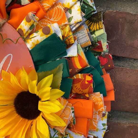 Fall Thankful & Blessed Rag Wreath - Picture 5 of 8